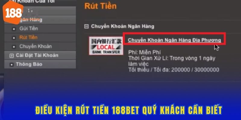 Điều kiện rút tiền 188bet cần phải biết